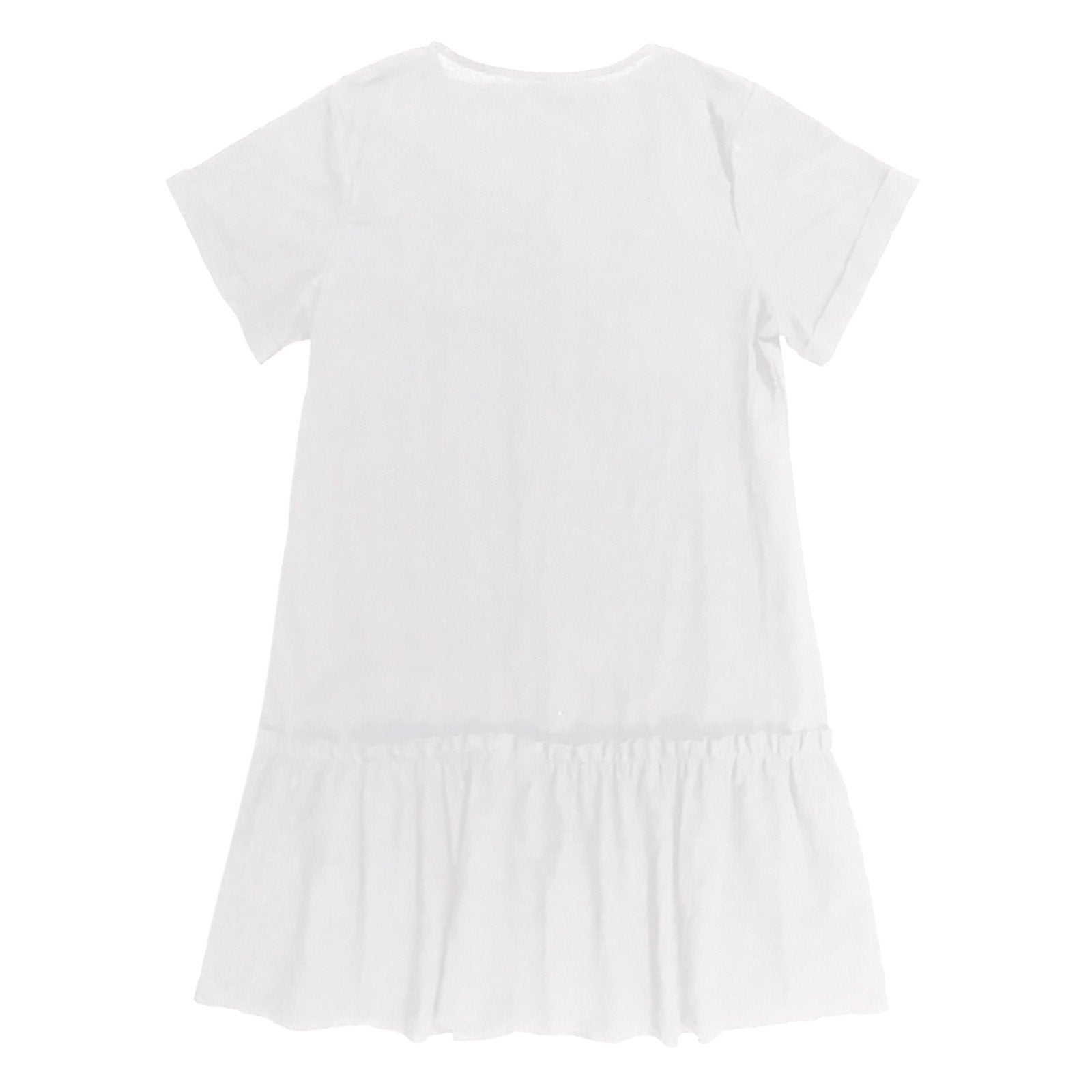 Robe courte femme coton lin à boutons et ourlet volanté