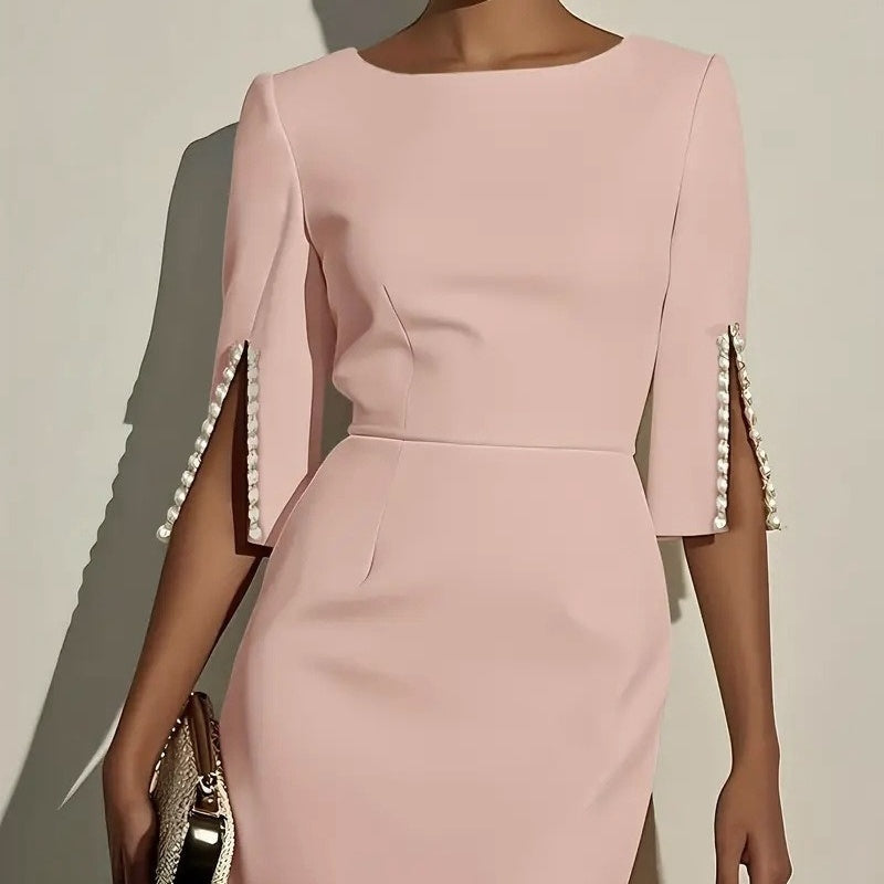 Robe crayon femme à manches fendues ornées