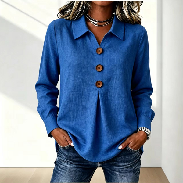 Blouse femme à col classique avec boutons décoratifs