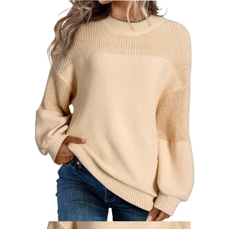 Pull femme en tricot doux à manches longues