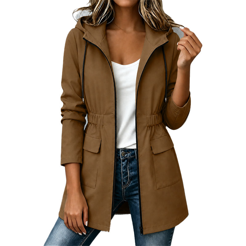 Veste imperméable femme cintrée à capuche