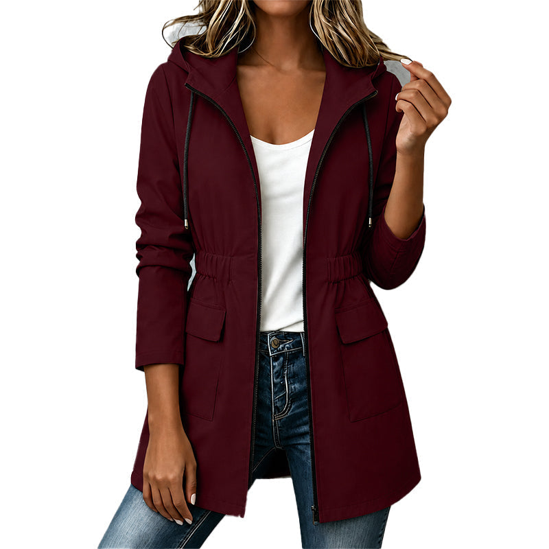 Veste imperméable femme cintrée à capuche