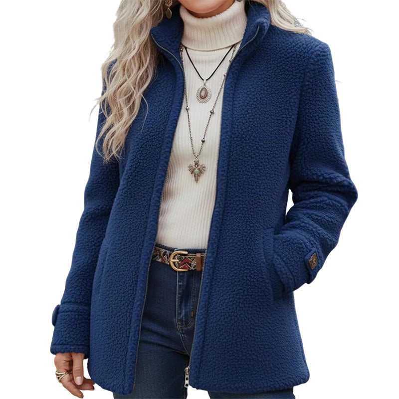 Veste sherpa femme zippée à col montant