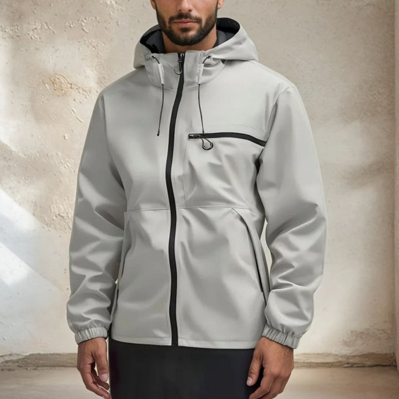Veste imperméable homme à capuche avec poches multiples
