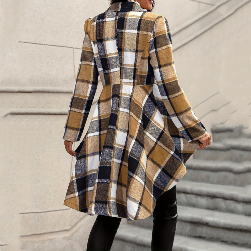 Veste peplum femme à carreaux avec ourlet asymétrique
