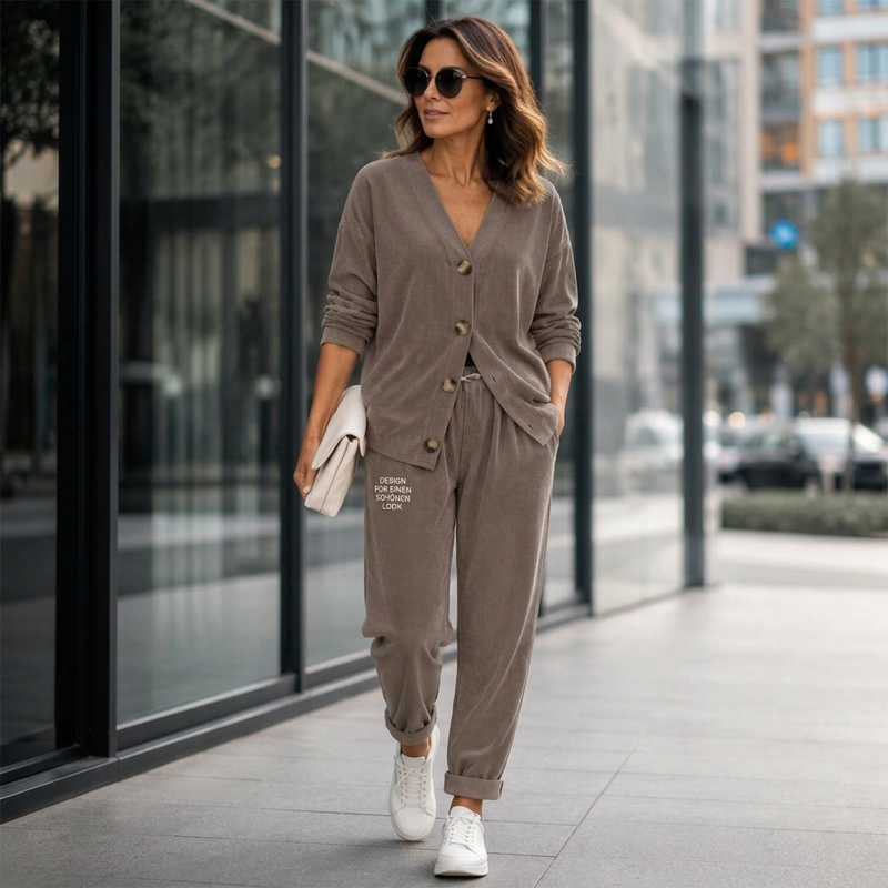 Ensemble femme en velours doux avec pantalon