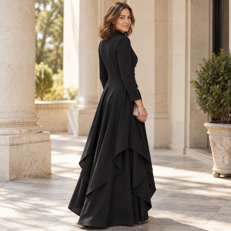 Ensemble tailleur femme avec tunique asymétrique et pantalon large