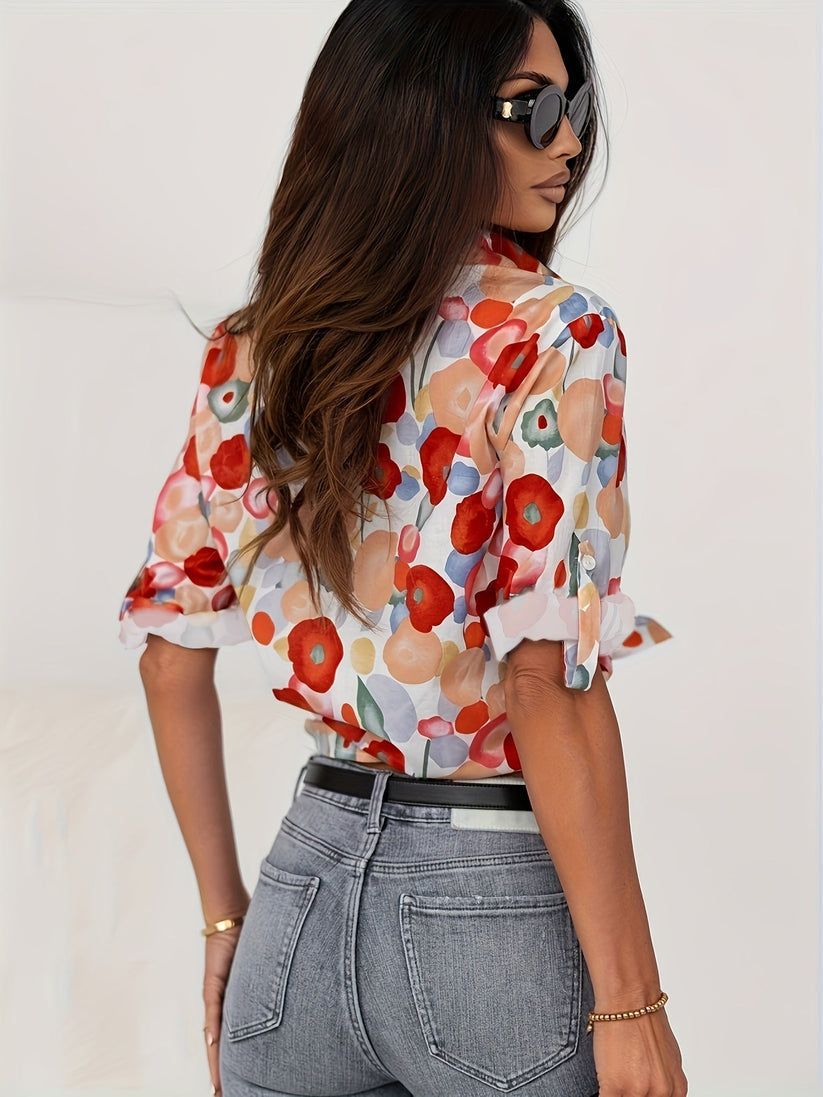 Blouse Imprimé Floral – Élégance Décontractée et Colorée