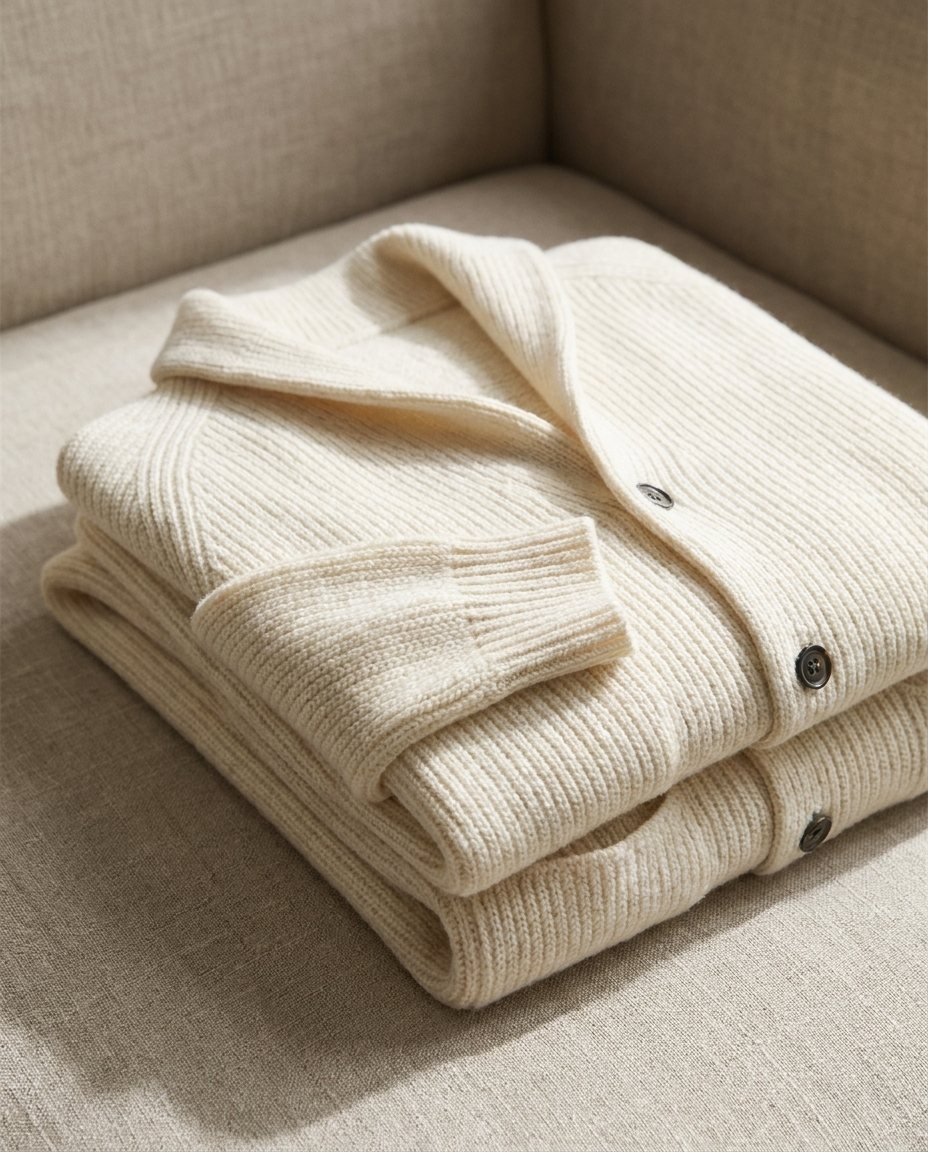 Cardigan homme en maille côtelée à col châle et boutons
