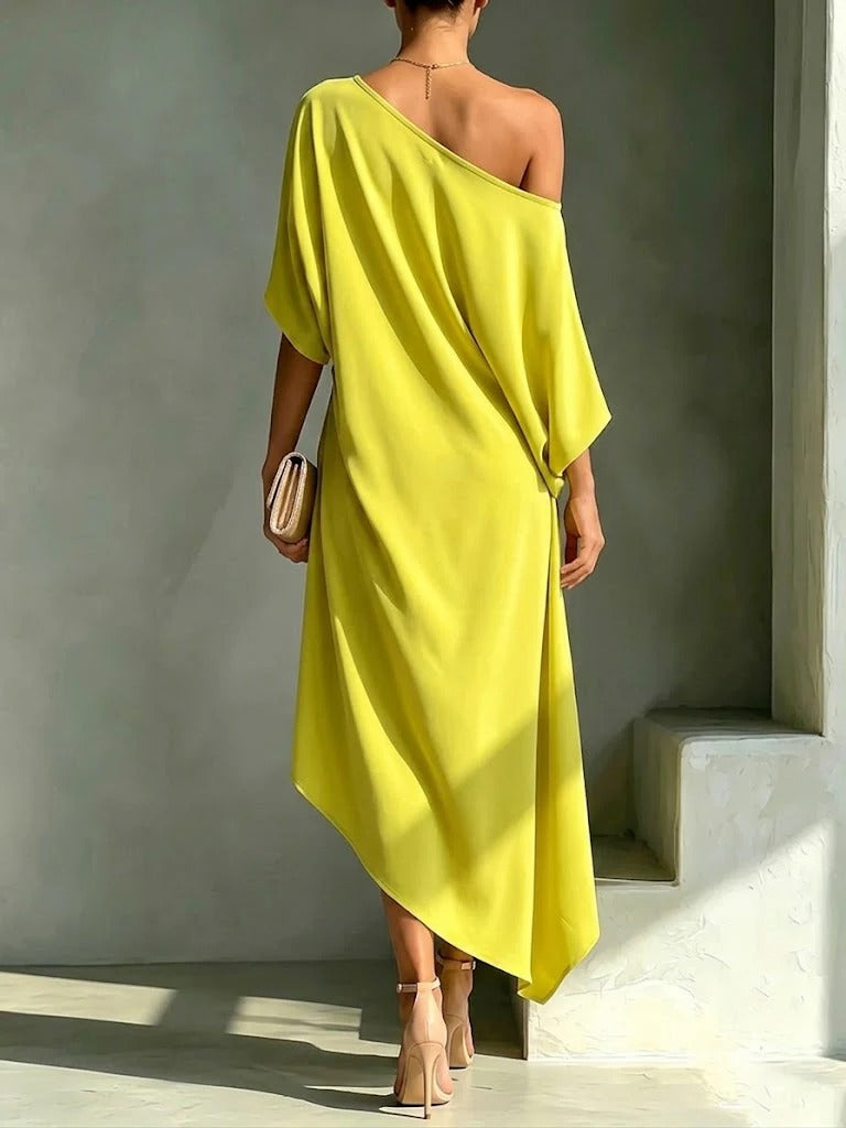 Robe Midi Asymétrique Élégante à Une Épaule