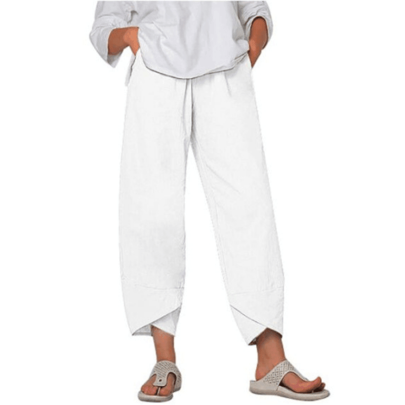 Pantalon Vintage Asymétrique Taille Haute avec Poches