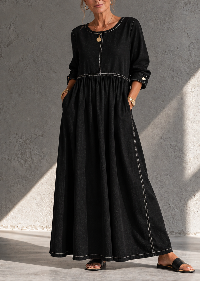 Robe midi femme en denim vintage