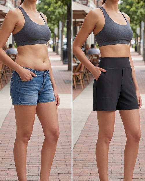 Short femme taille haute avec poches profondes pratiques
