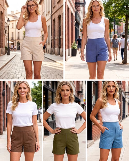 Short femme taille haute avec poches profondes pratiques