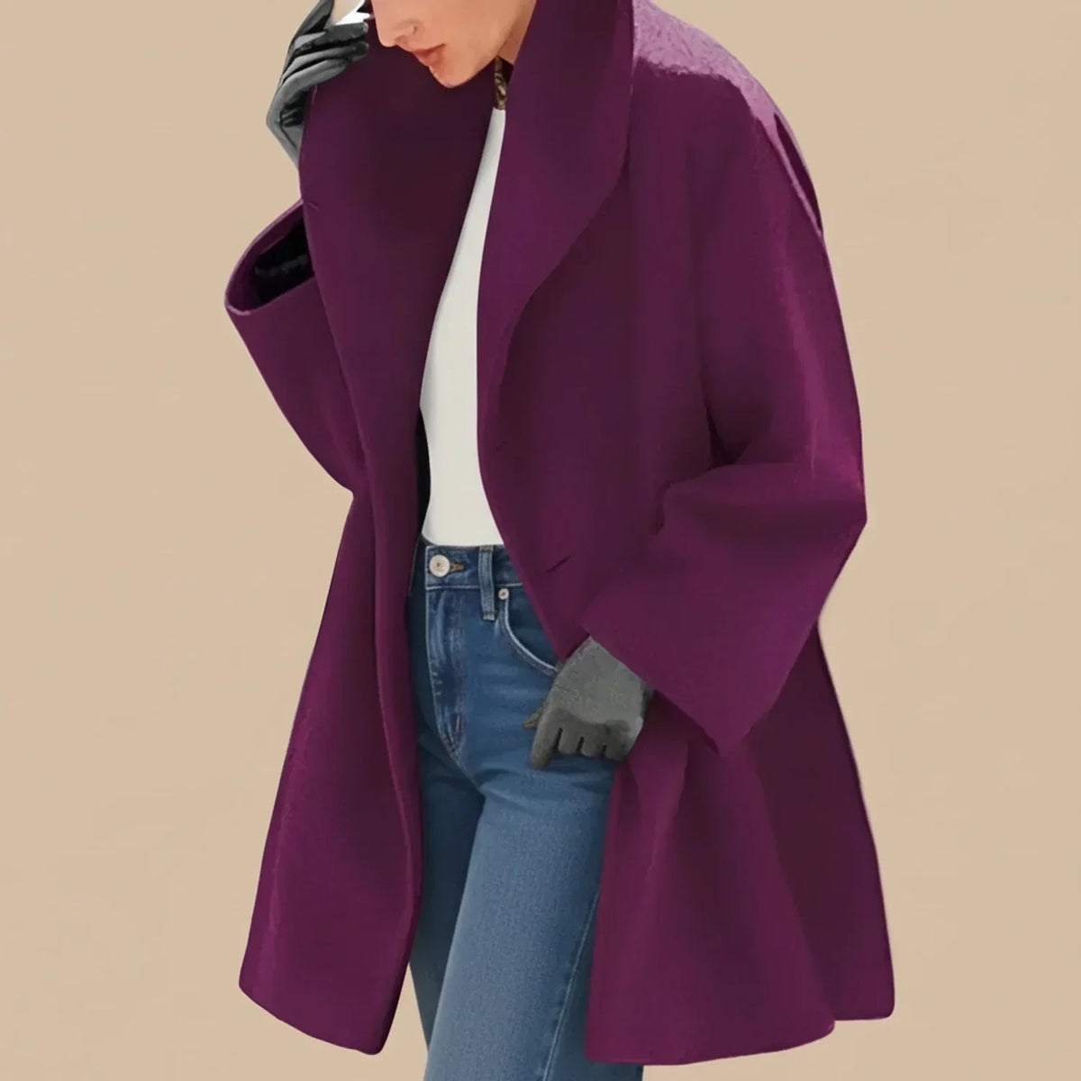 Manteau femme oversize mi-long à large col