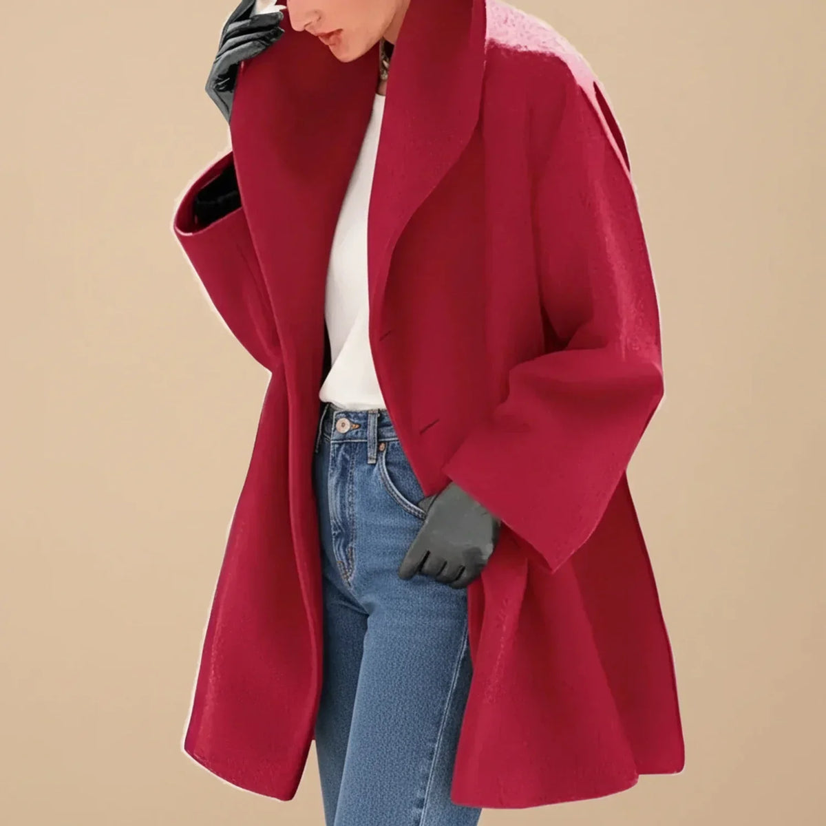 Manteau femme oversize mi-long à large col
