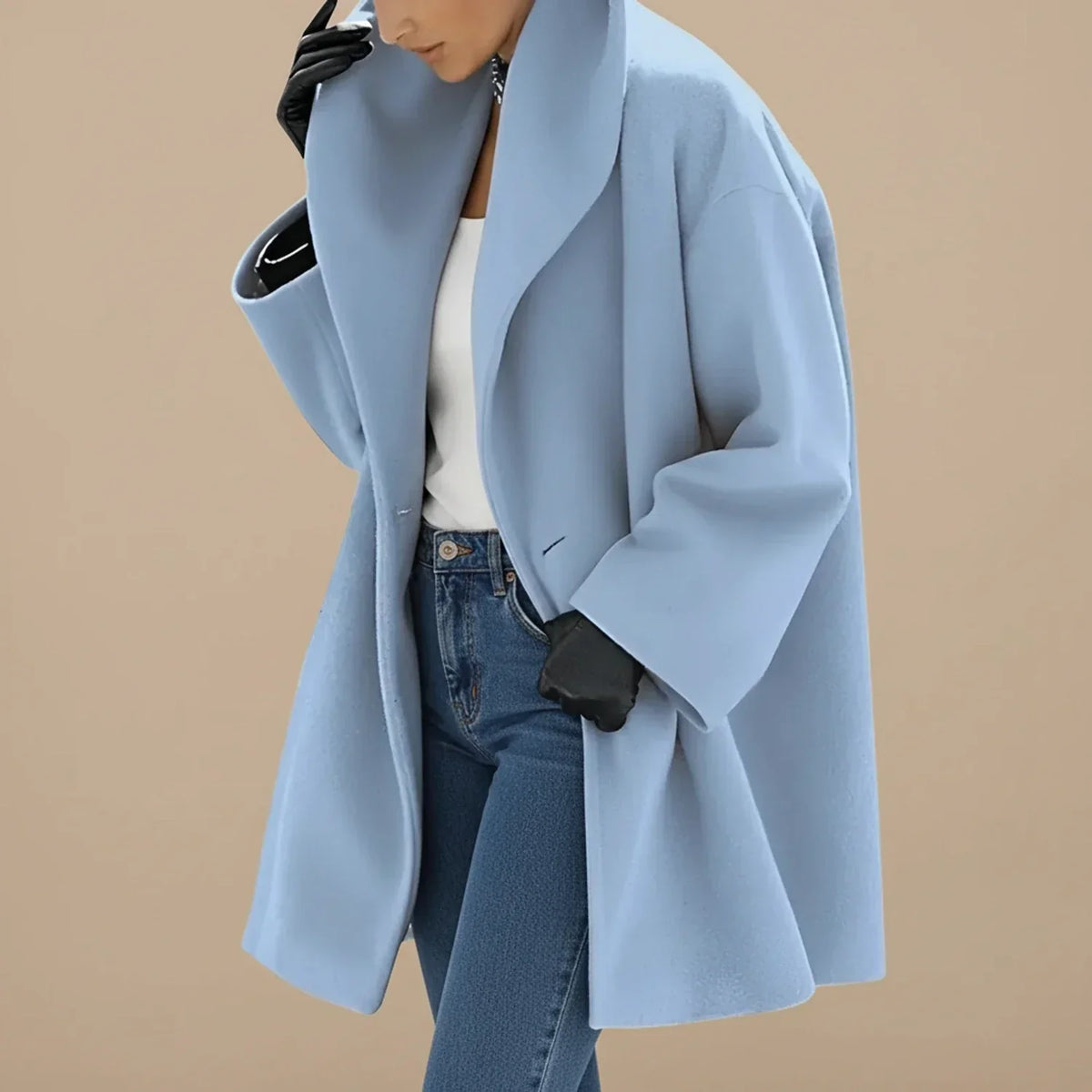 Manteau femme oversize mi-long à large col