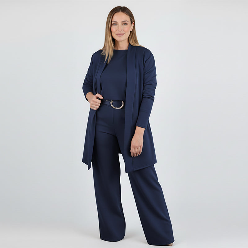 Ensemble femme trois pièces avec cardigan long