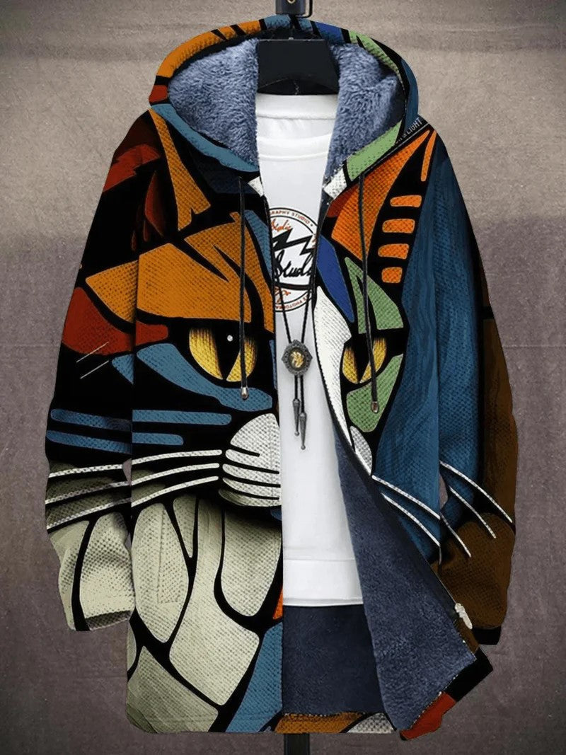 Veste femme à capuche imprimé artistique – veste polaire streetwear chaude