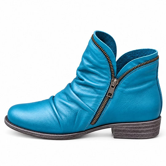 Bottines femme en similicuir à zip latéral et talon bas