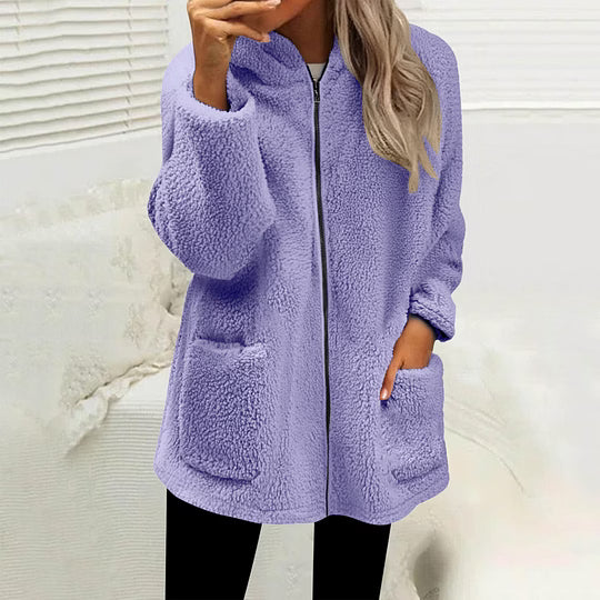 Veste polaire femme zippée à col montant et poches