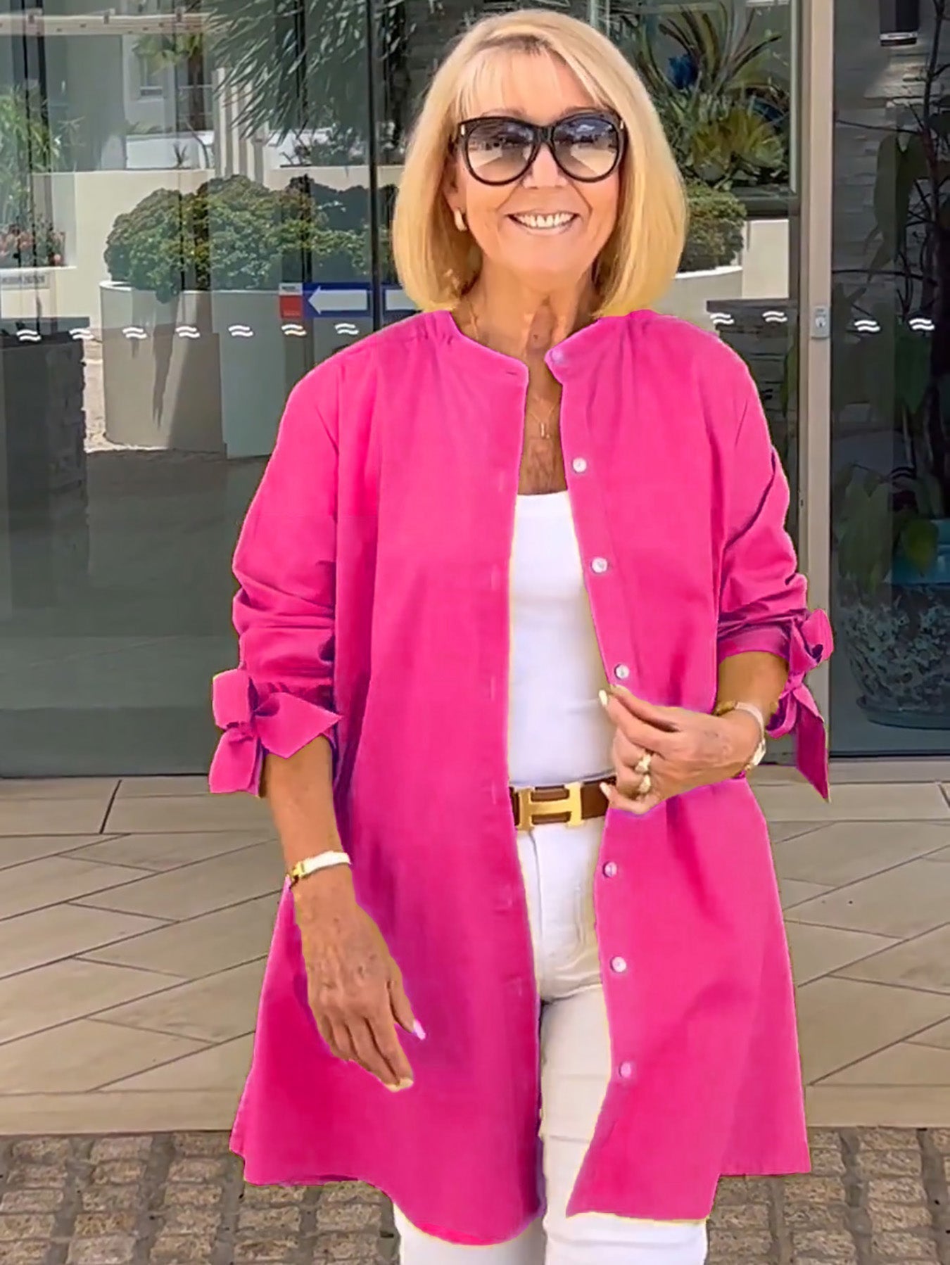 Veste Chemise Longue Femme en Coton Boutonnée Élégante