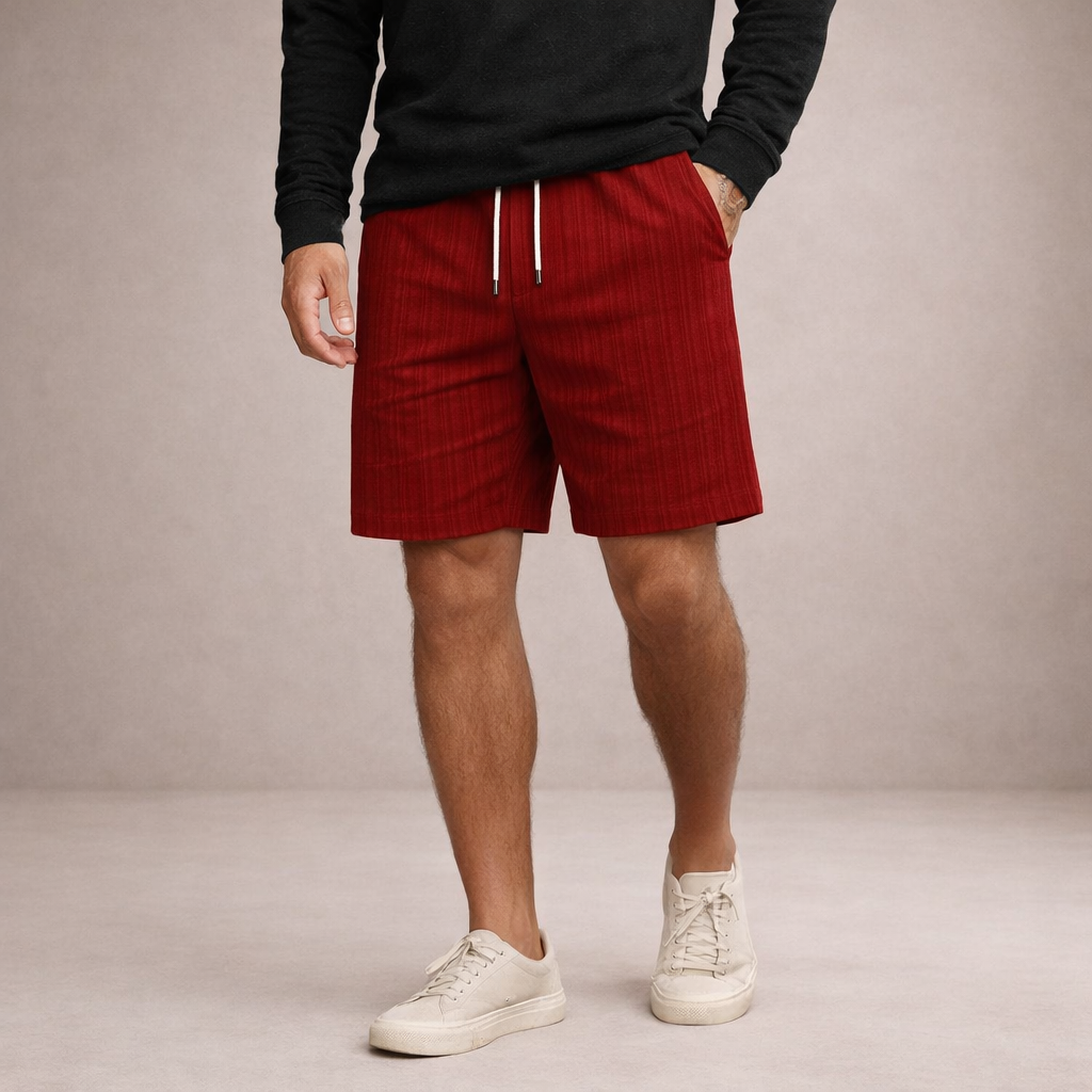 Short homme d’été en lin mélangé avec taille à cordon