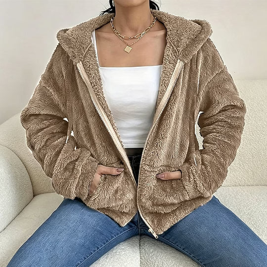 Veste polaire femme à capuche et fermeture zippée