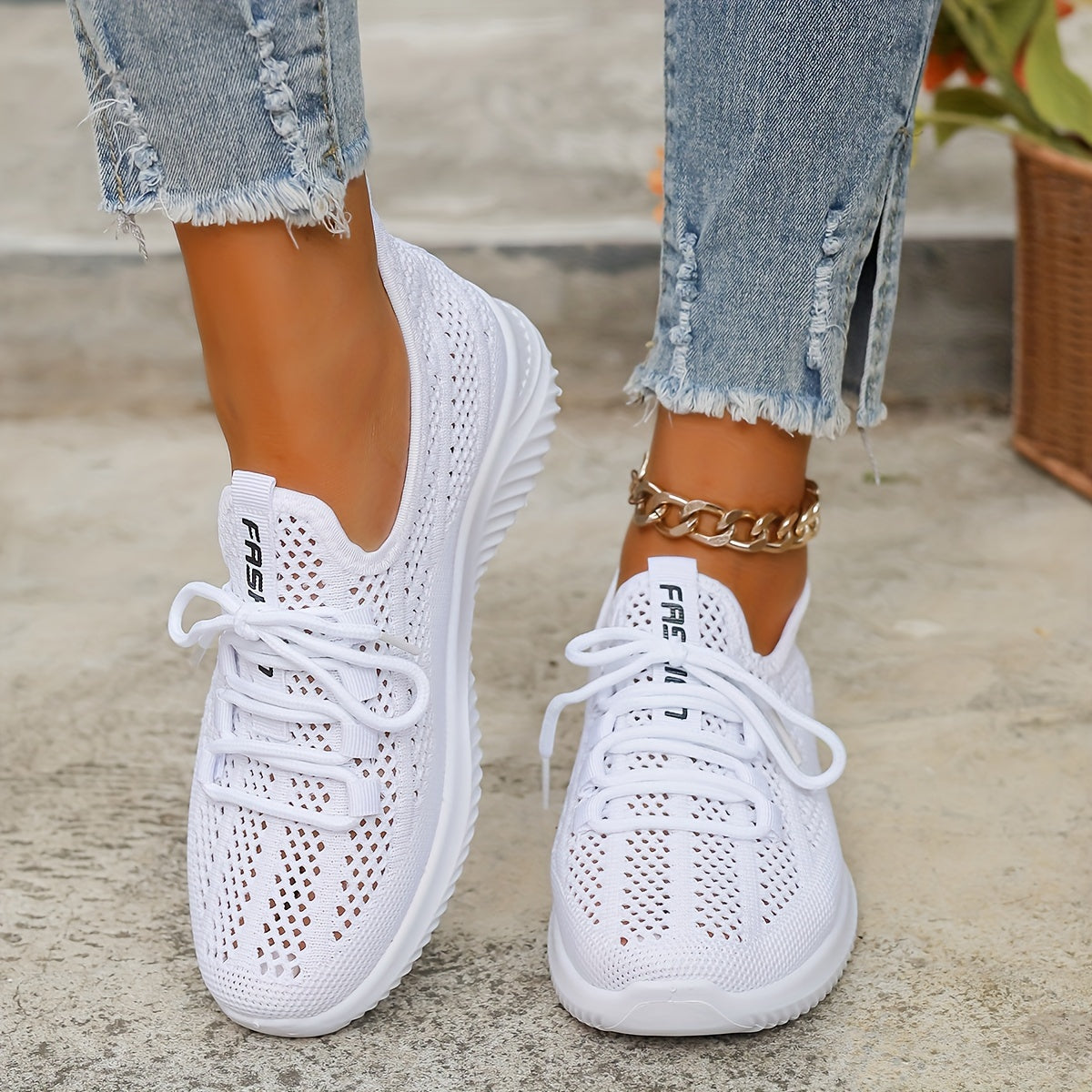 Baskets femme respirantes à semelle amortissante légère