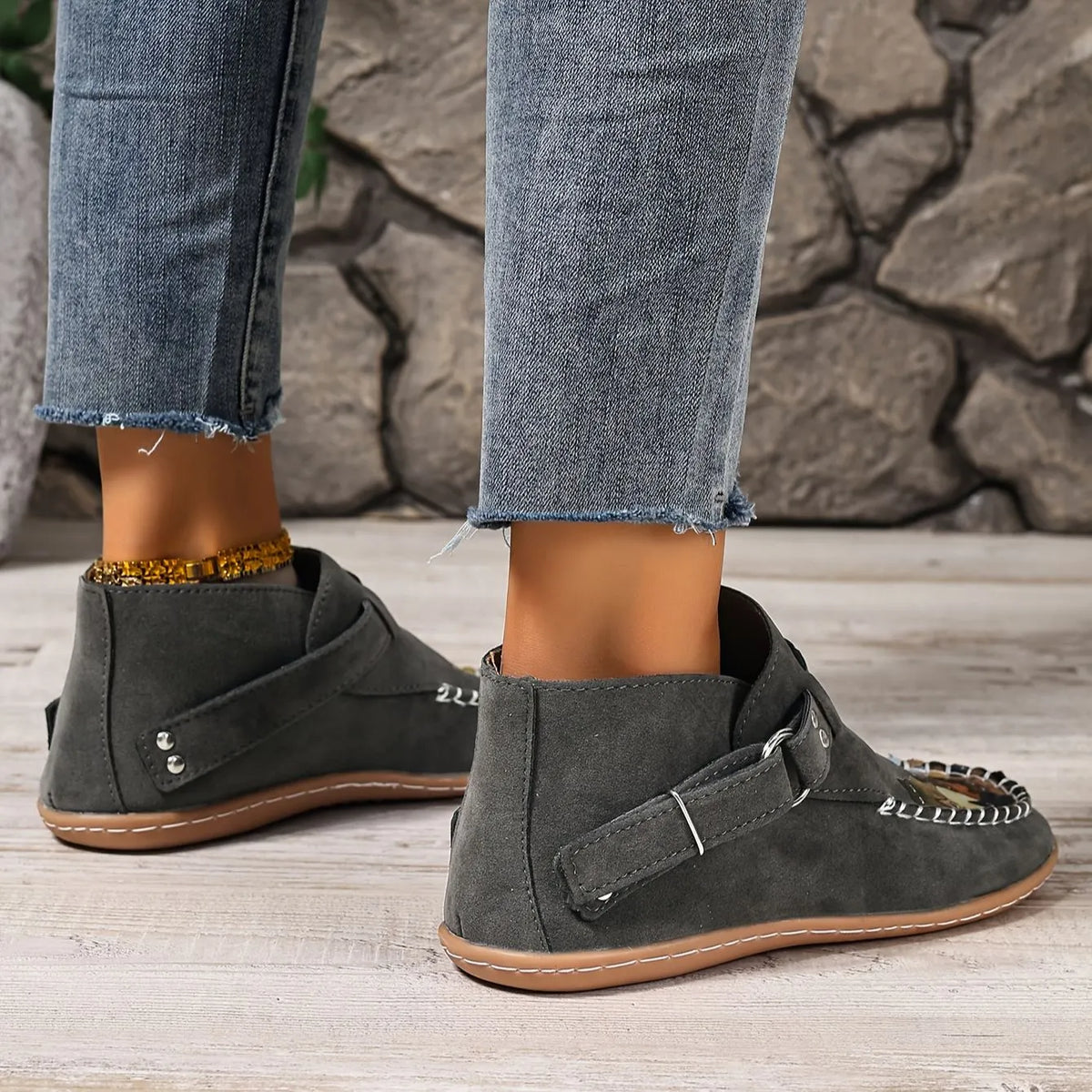 Mocassins femme imprimé chat à enfiler