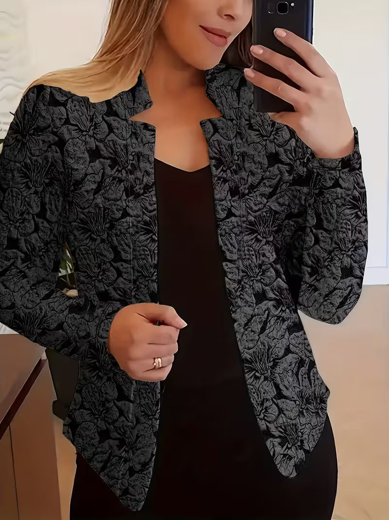 Blazer femme floral ouvert à col structuré