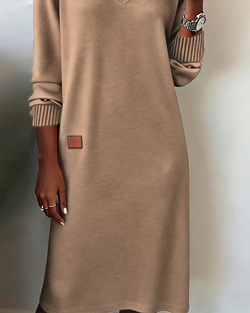 Evelisse - Robe Tricotée Midi À Décolleté En V Élégant