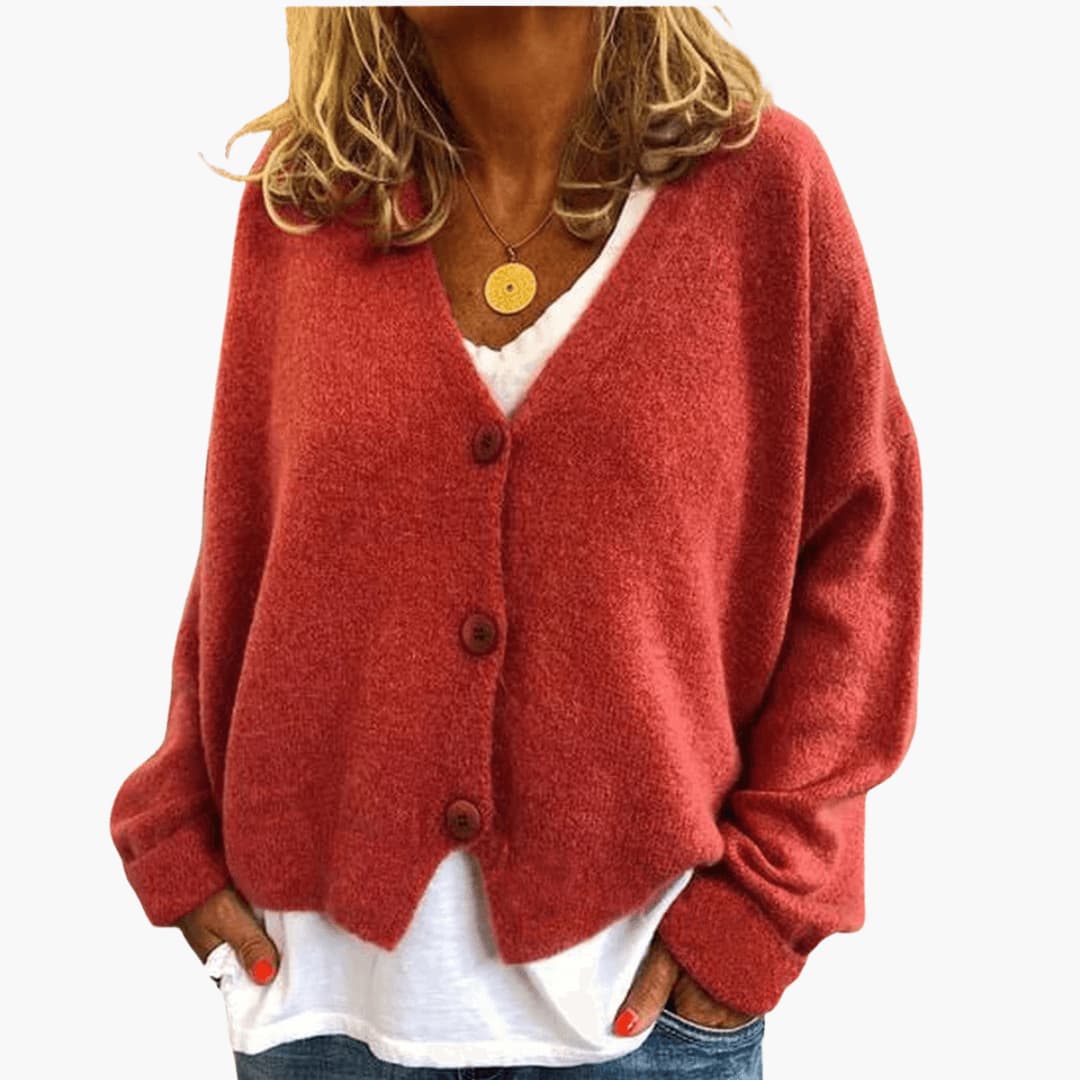 Cardigan femme en maille douce à boutons
