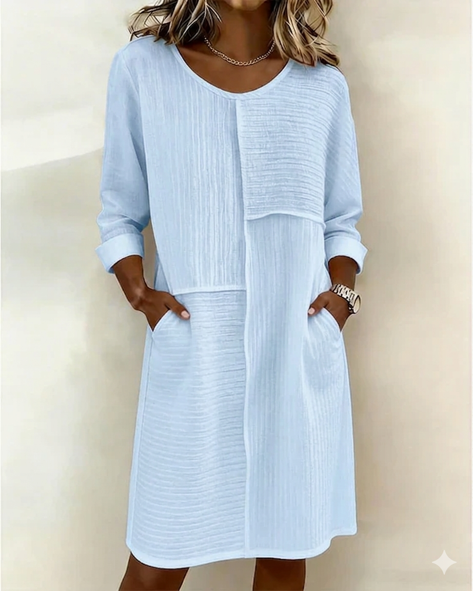 Robe Femme Coton Lin Texturée Coupe Fluide Élégante