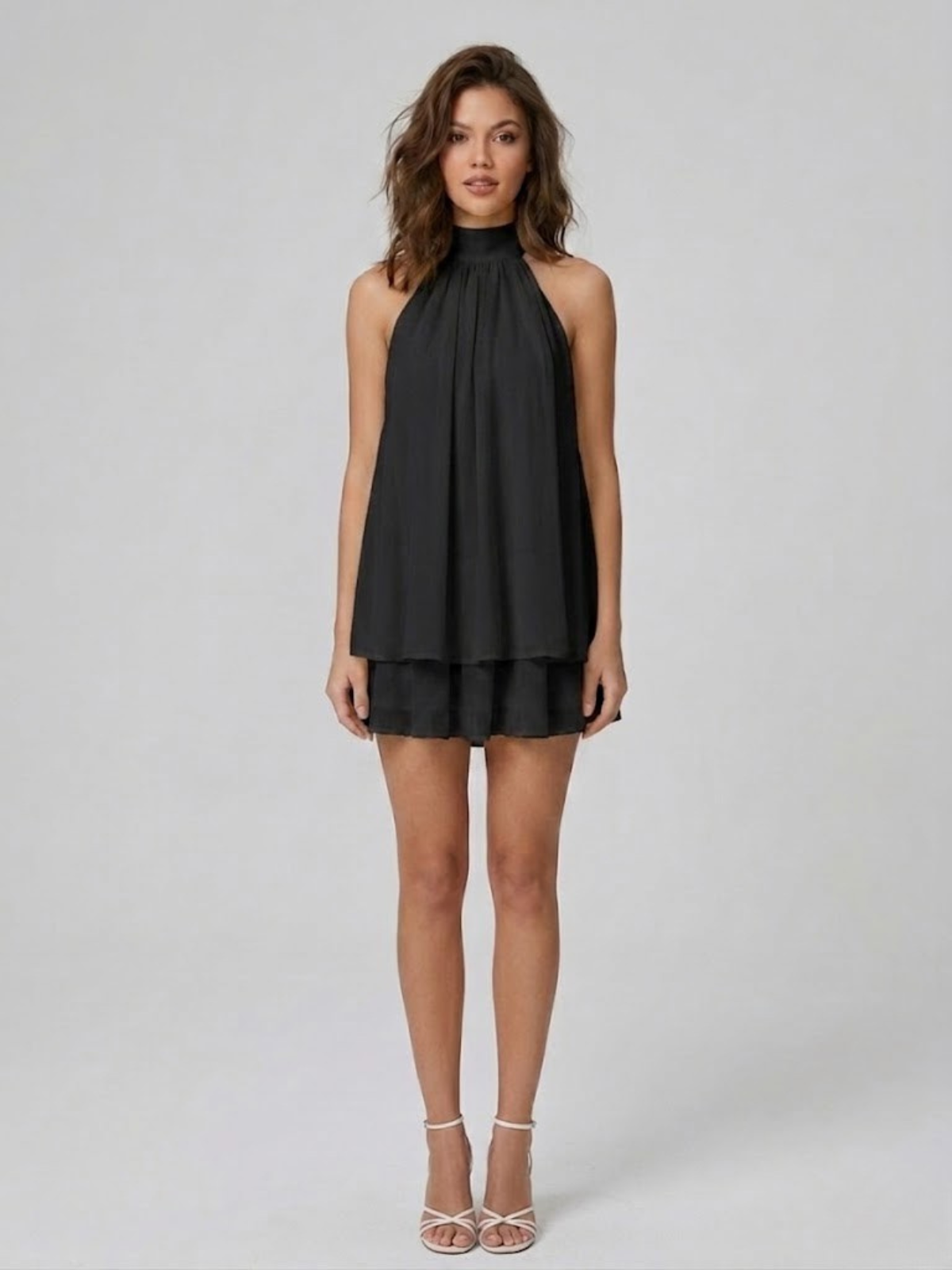 Robe Courte Femme Dos Nu Col Halter – Robe Volantée Été