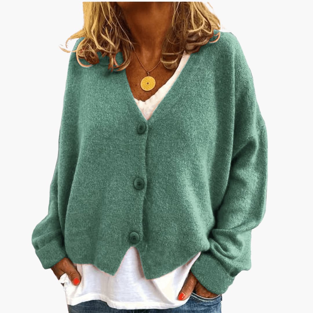 Cardigan femme en maille douce à boutons