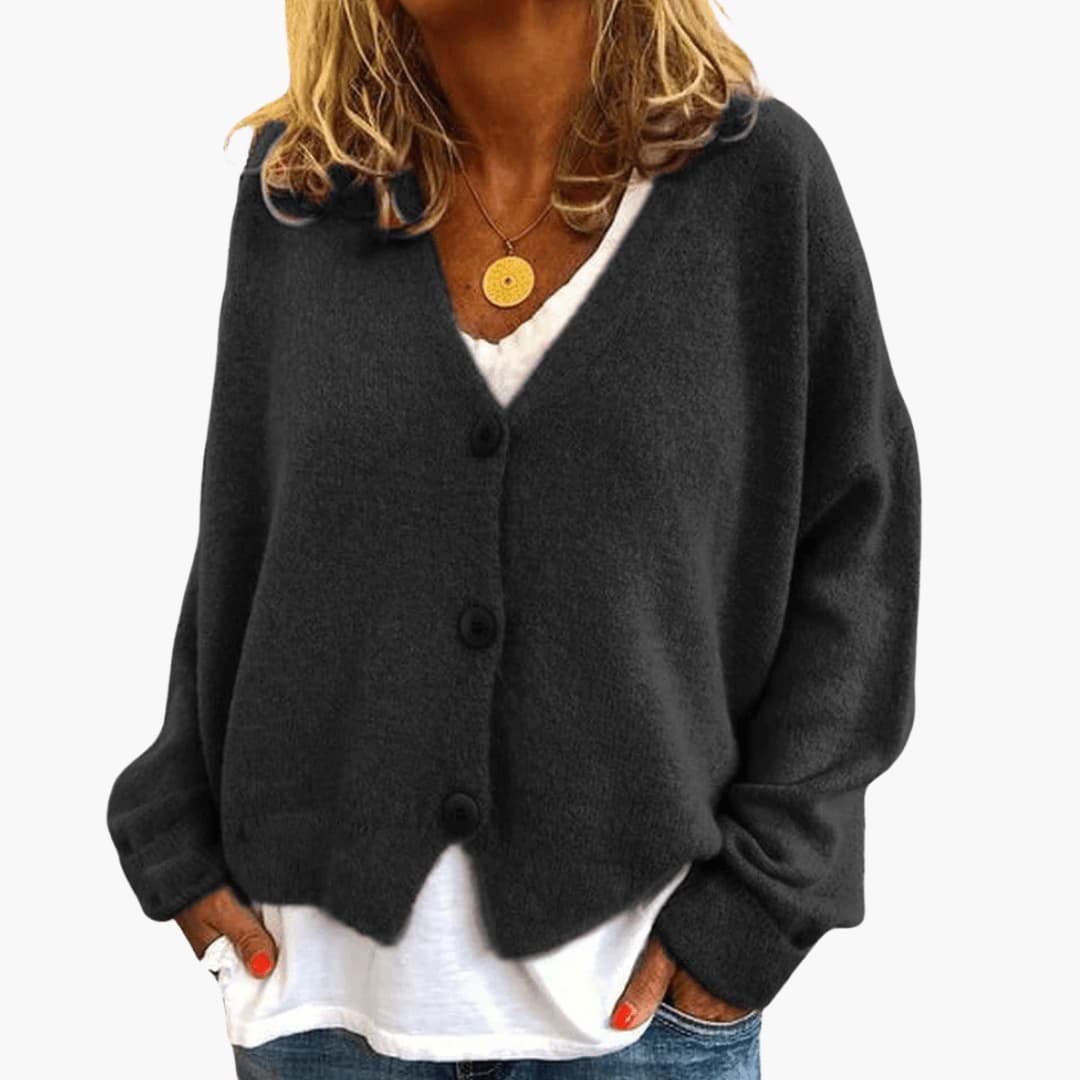 Cardigan femme en maille douce à boutons