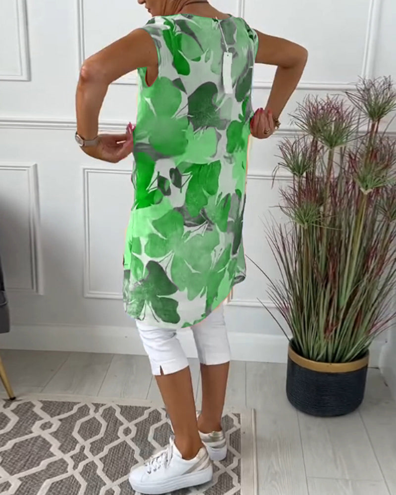 Robe Femme Fluide Imprimée Verte Style Estival Décontracté