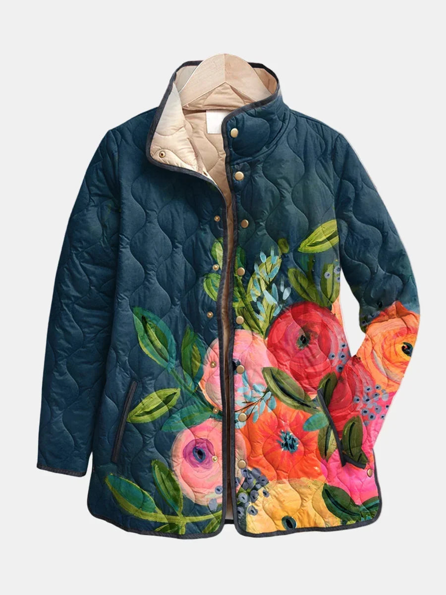 Veste femme matelassée à imprimé floral mi-saison