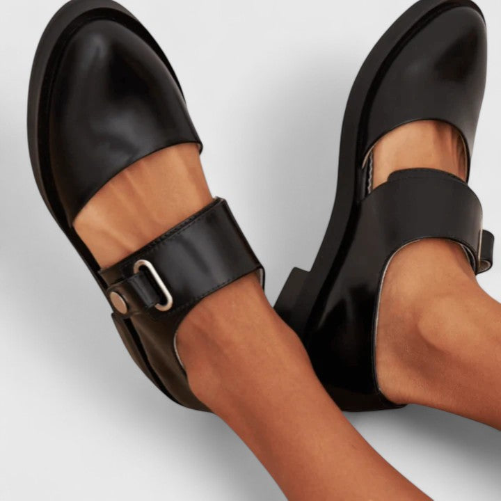 Chaussures Mary Jane femme en cuir véritable avec bride réglable