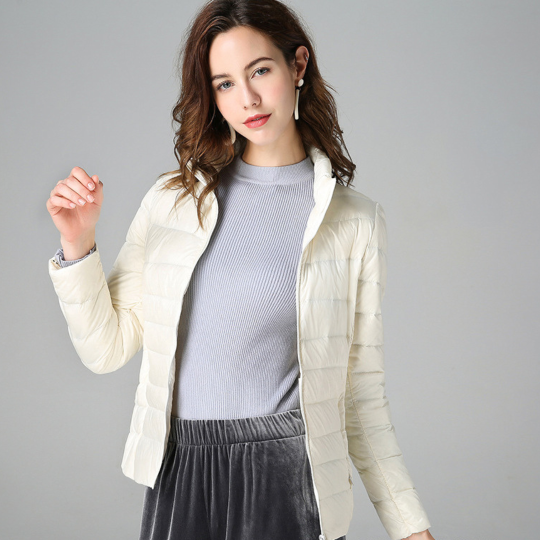 Rhoselle™ - Veste En Duvet Ultralégère Avec Plis Sophistiqués