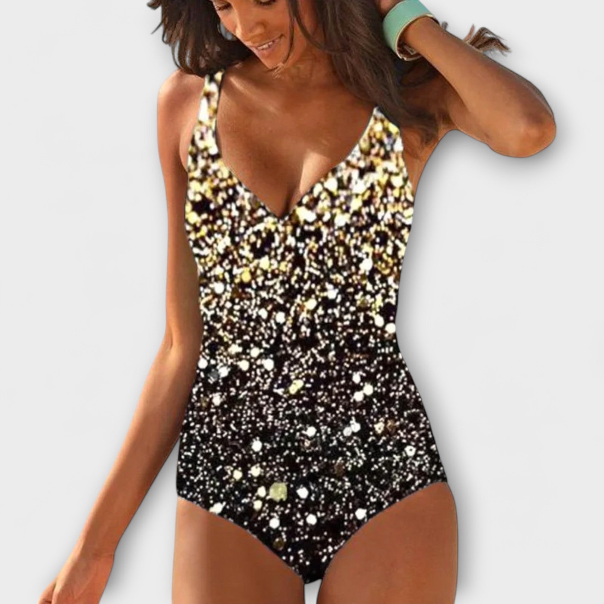 Maillot de Bain Une Pièce Femme Col V Croisé Froncé Gainant Élégant