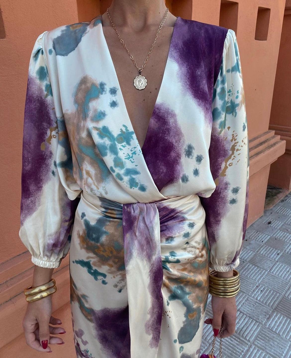 Robe Élégante Décolleté En V Coupe Fluide Femme