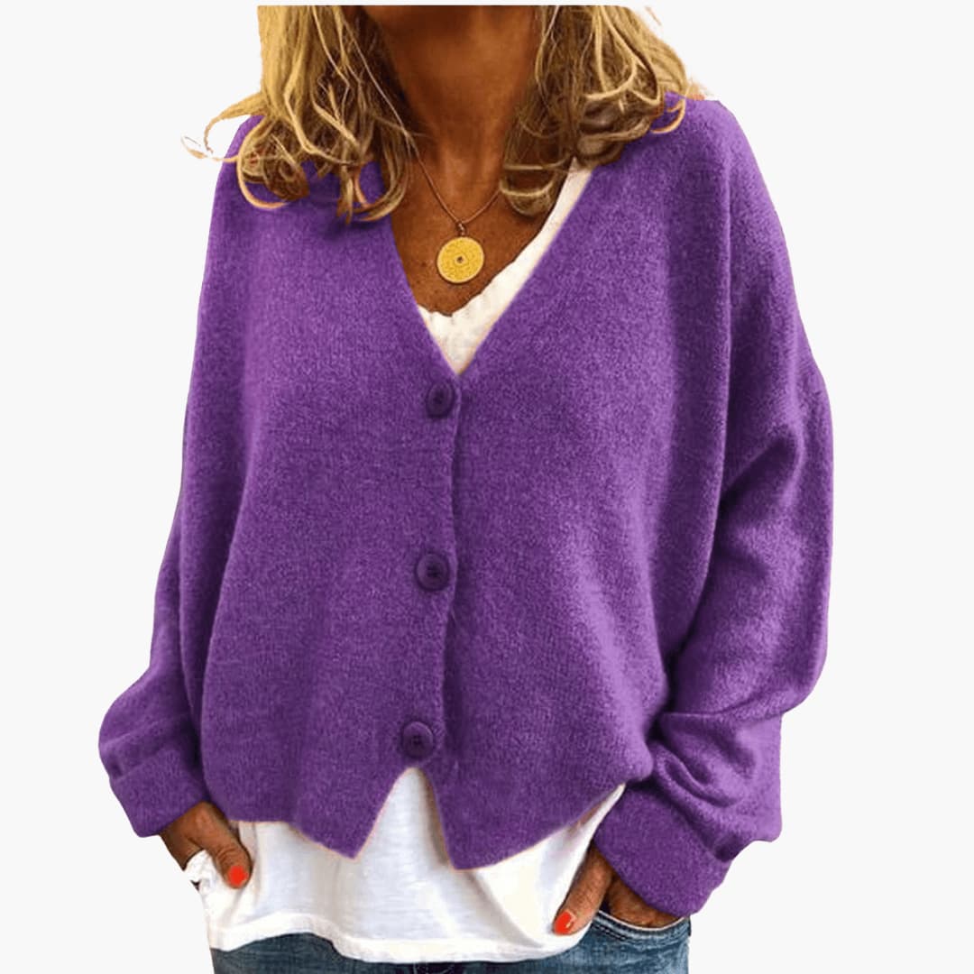 Cardigan femme en maille douce à boutons