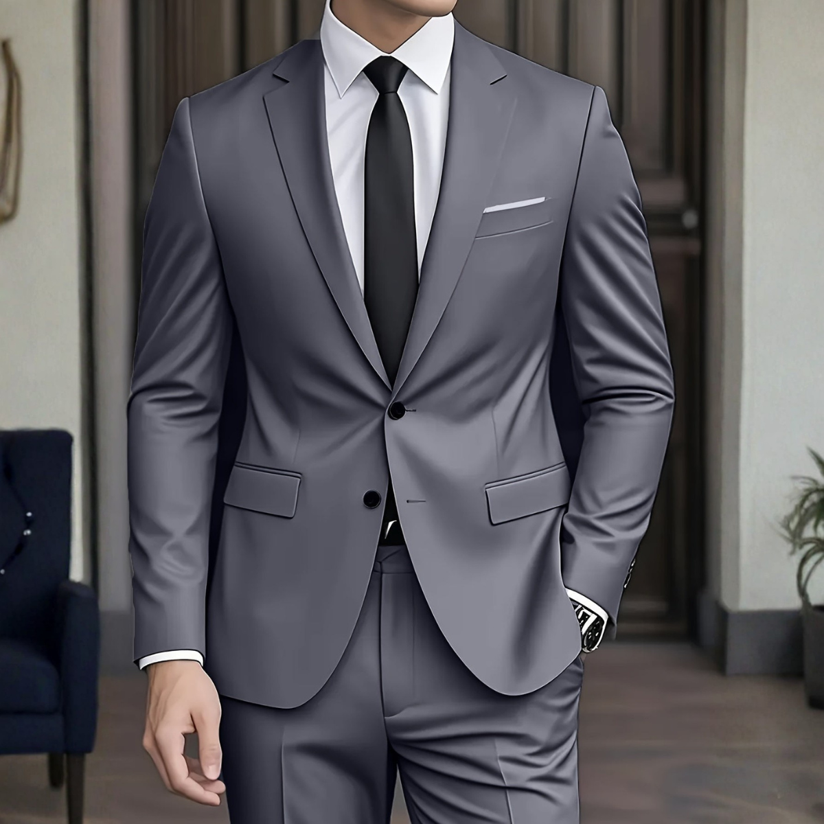 Costume Homme Élégant Deux Pièces – Coupe Moderne et Confort Premium