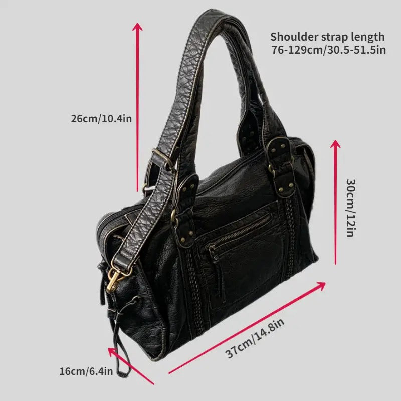 Sac cabas vintage en cuir PU – élégant, spacieux et pratique