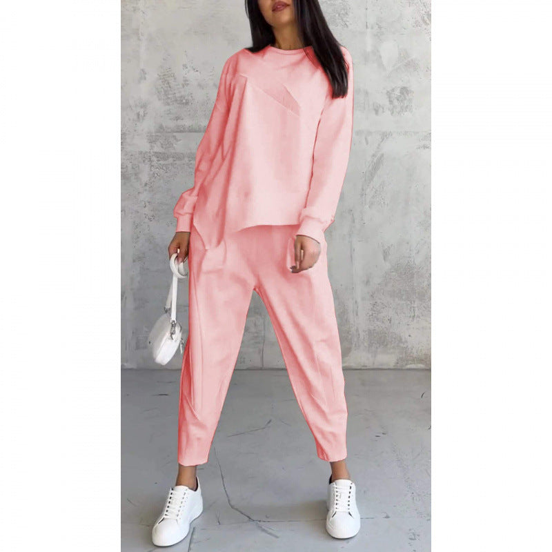 Ensemble femme sweat asymétrique avec pantalon assorti