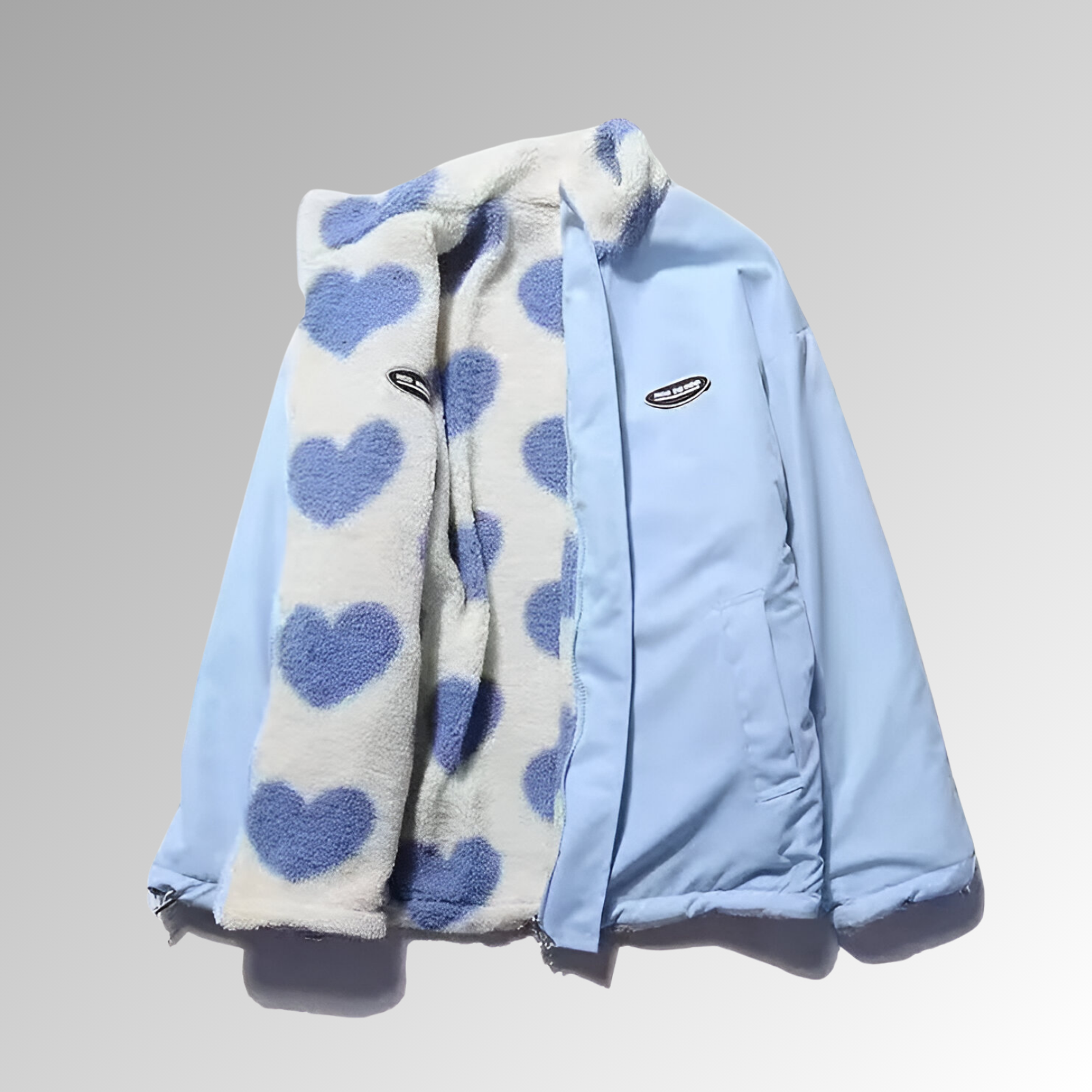 Manteau d’hiver femme en peluche double face – Motifs cœur, chaud