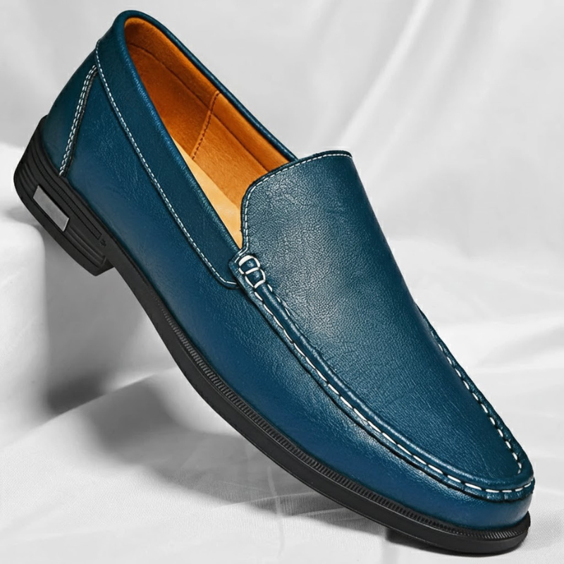 Mocassins homme en cuir avec coutures contrastées
