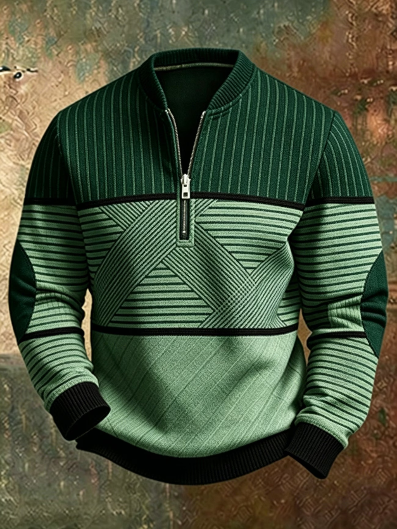 Pull homme graphique à col montant demi-zip